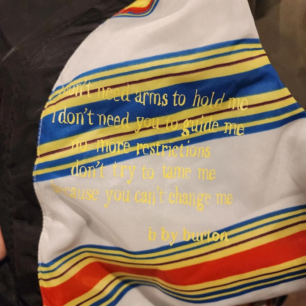 B by Burton Roosevelt Bomber Jacket Women's Small True Black Fun Striped Lining - Picture 4 of 5